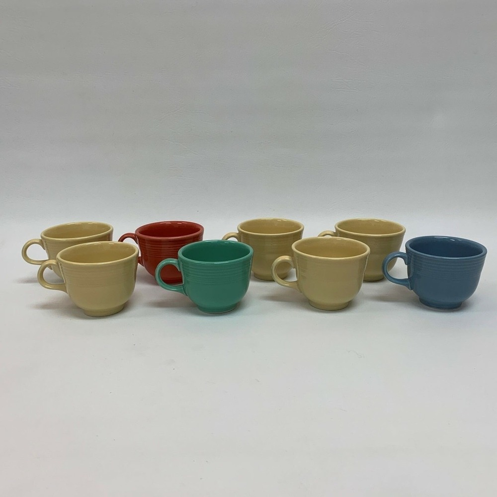 Homer Laughlin HLC LLD Fiesta Cups Yellow Orange Green Blue Lot of 8